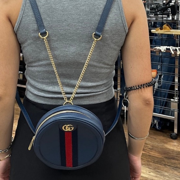Gucci Leather Ophidia Round Mini Backpack RARE - Picture 5 of 7